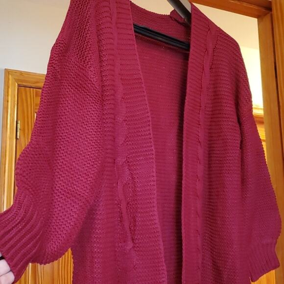 Women's Casual Open Front Coat Cable Knit Long Sweater - Picture 2 of 6